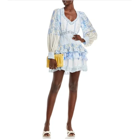 NWT LoveShackFancy Sienne Ocean Spray Mist Silk Mini Dress Size 4 $495